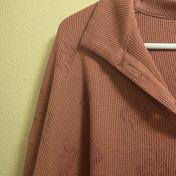 PINK Size XXL Long Sleeve Crew Neck Crop Top Quarter Button - Picture 6 of 6